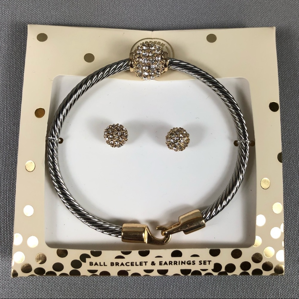 Modern Expression Ball Bracelet Earrings Set